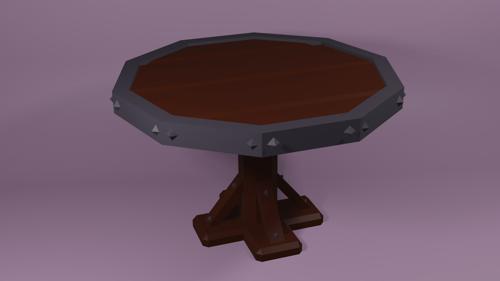 Low Poly Circular Wooden Table preview image